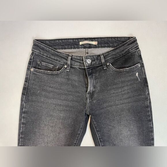 Levi's 711 Skinny Denim Jeans Women Size 28 Black Distressed - Picture 3 of 10